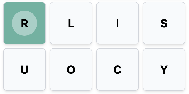 Satordle game tutorial step 1: Connect adjacent letters to form words